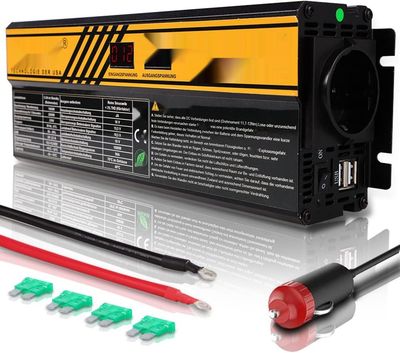 Przetwornica napięcia 1000 W 12V 230V LCD, czysta sinusoida, 2xUSB