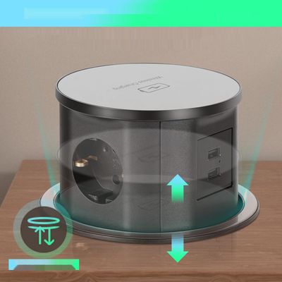Wielogniazdowa listwa zasilająca, 2x USB A, ładowarka 15W, 3680W/16A, D120mm