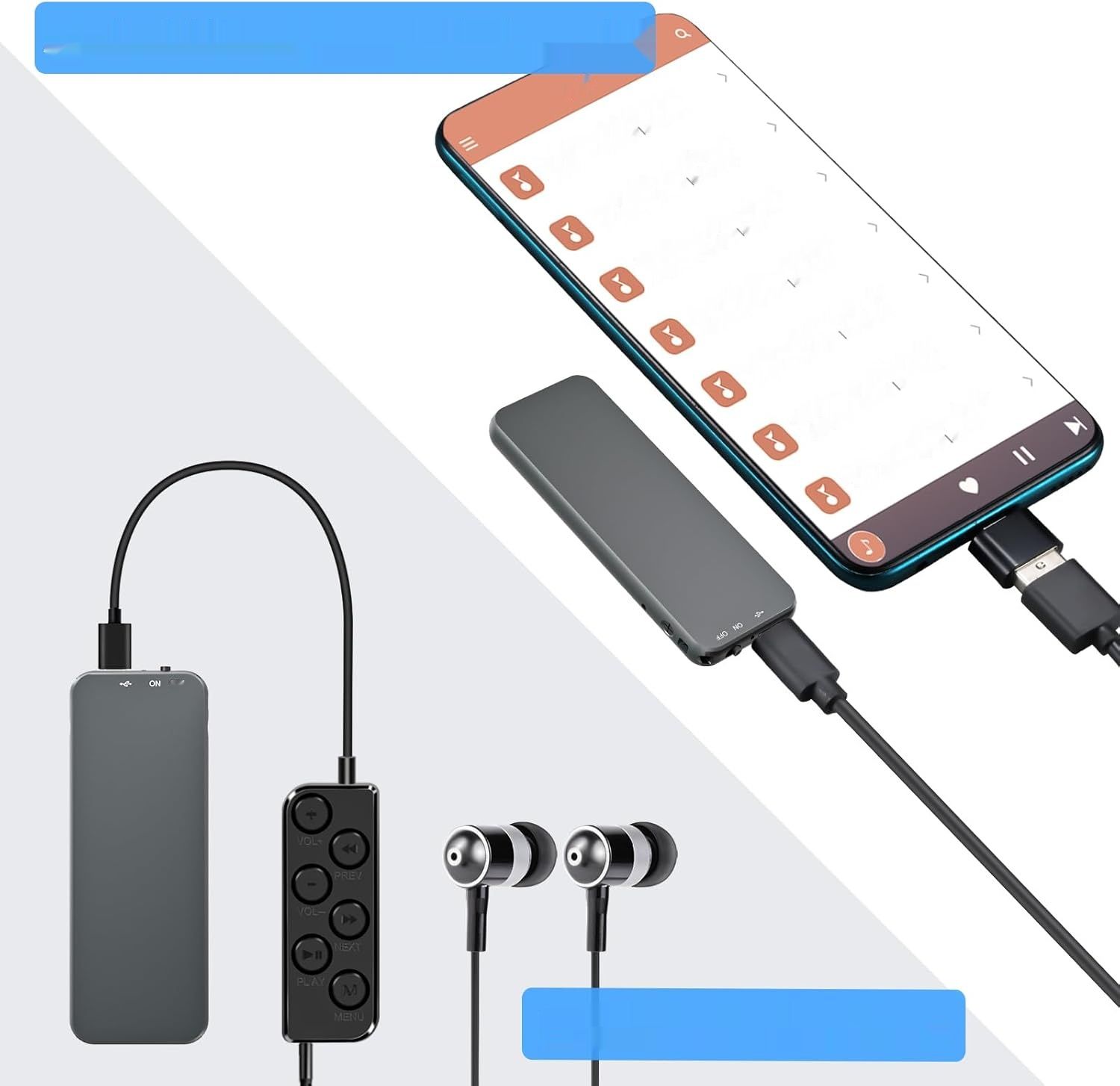 Dyktafon Howabo 40H 64GB, USB-C, redukcja szumów, metalowa obudowa.