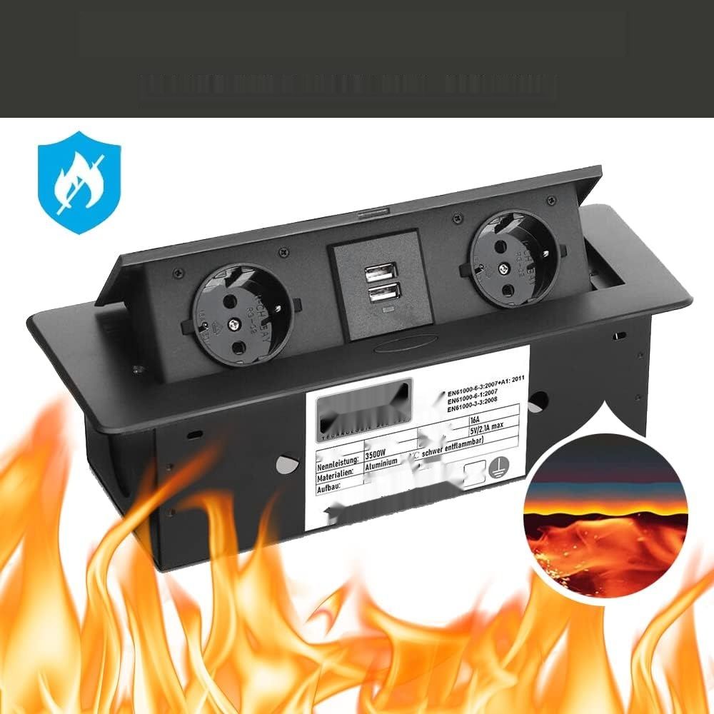 Chowany w gniazdo aluminiowe, 3500 W/16 A, 2-komorowe wpuszczane gniazdo.