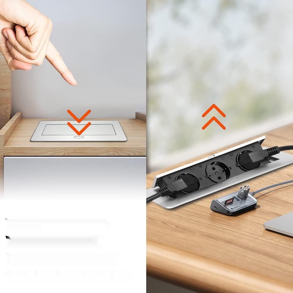 Chowany w gniazdo aluminiowe, 3500 W/16 A, 2-komorowe wpuszczane gniazdo.