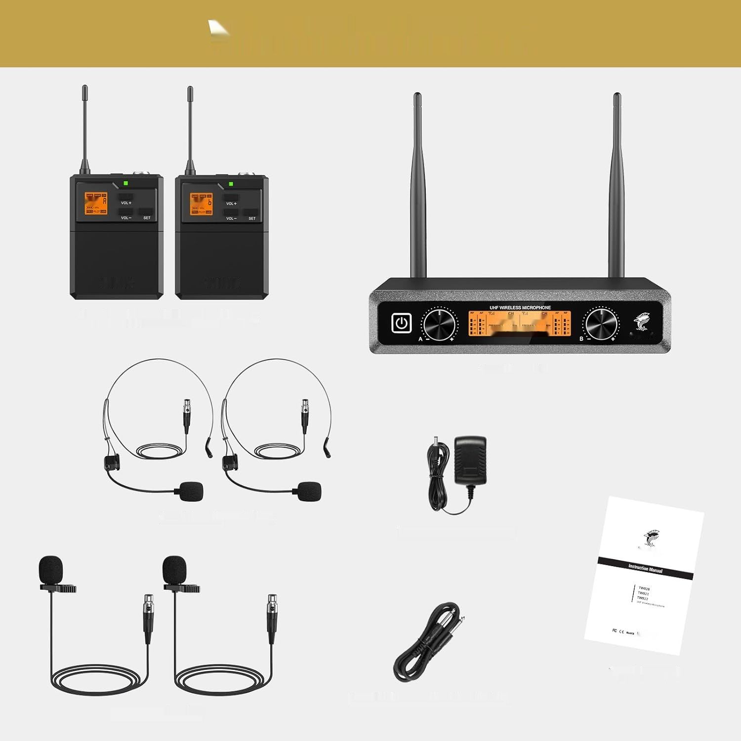 TONOR Bezprzewodowy Zestaw Mikrofonowy UHF z Nadajnikiem Bodypack.