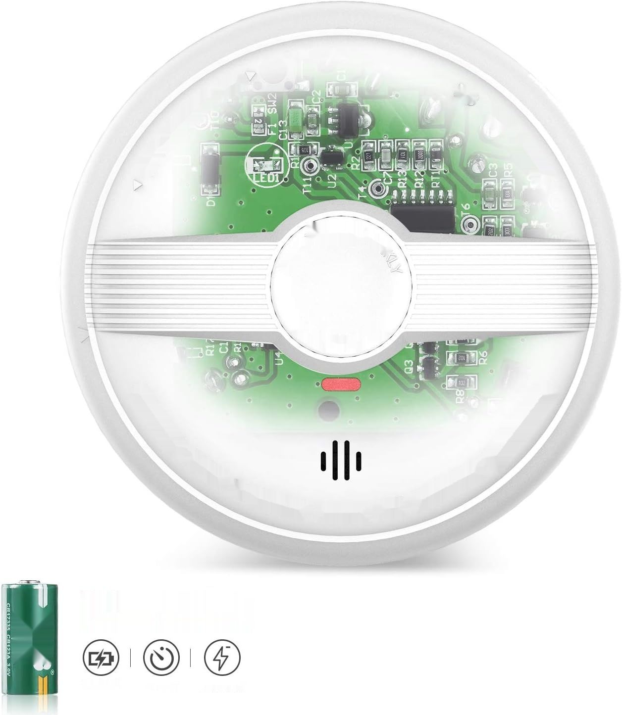 HEIMAN Czujnik dymu, sieciowy, bateria 10 lat, alarm pożarowy (3 szt.)