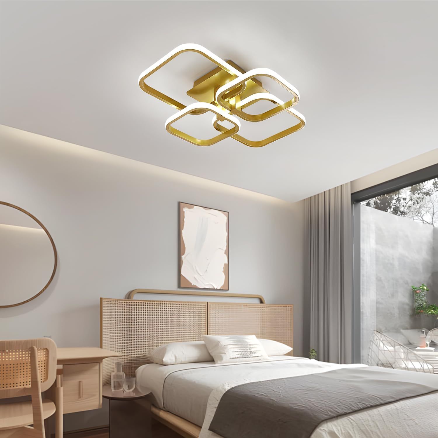 Comely LED lampa sufitowa, 4 żarówki, 48 W, 5400 LM, 3000 K ciepła biel