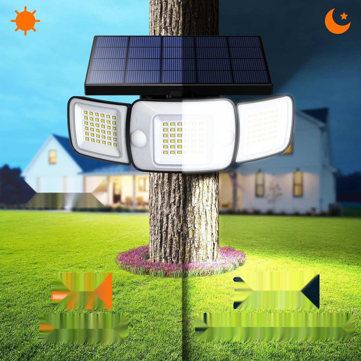 intelamp Lampy Solarne Zewnętrzne 6000mAh 270° Szerokokątne