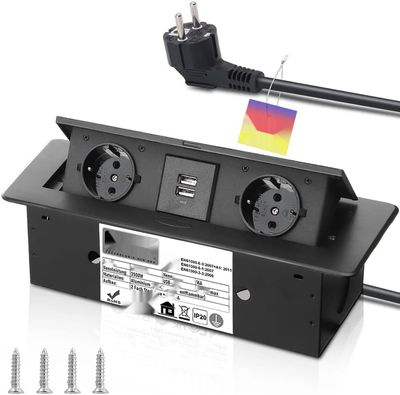 Chowany w gniazdo aluminiowe, 3500 W/16 A, 2-komorowe wpuszczane gniazdo.