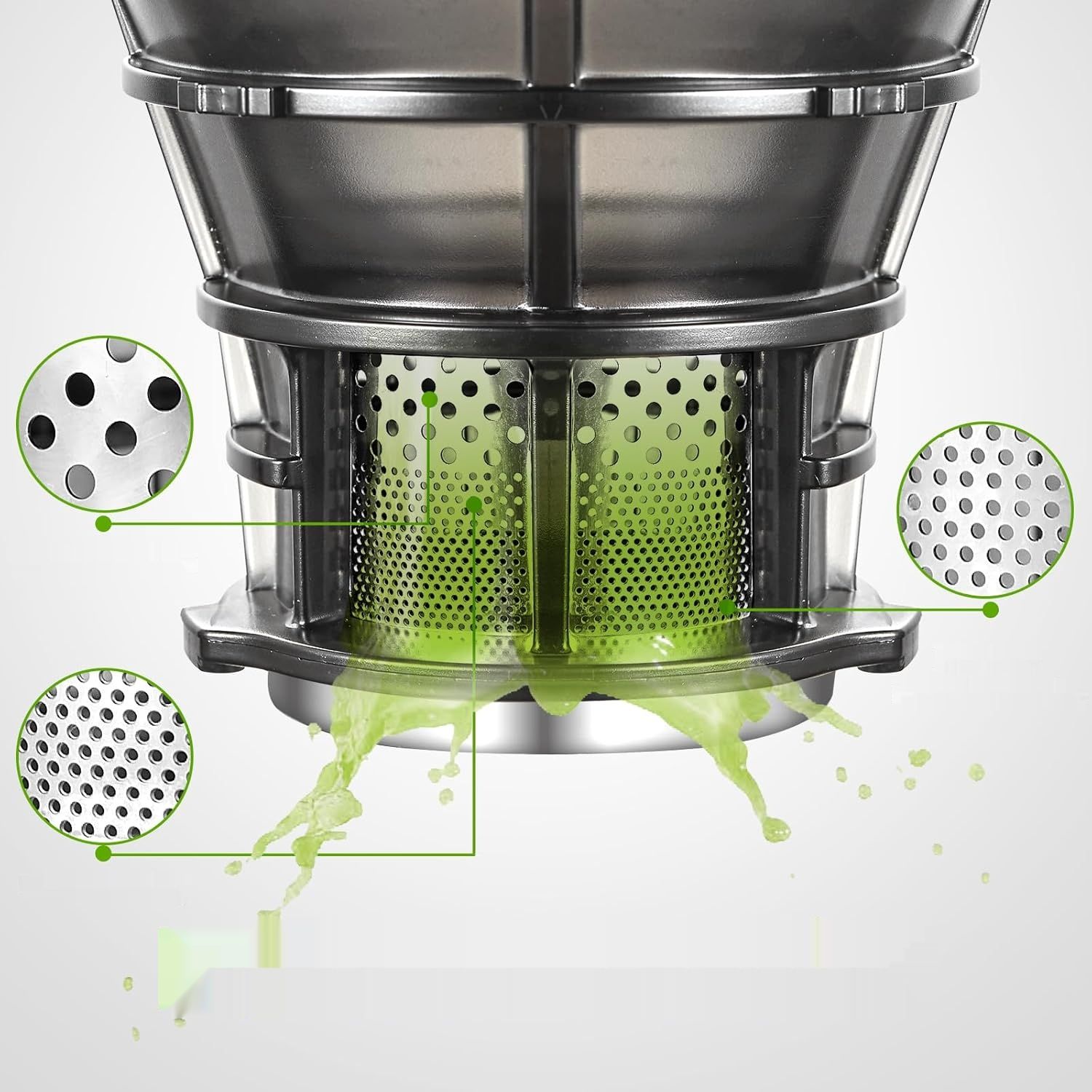 AMZCHEF 250W Automatyczna Sokowirówka, 135MM otwór, 1,8L - Szary