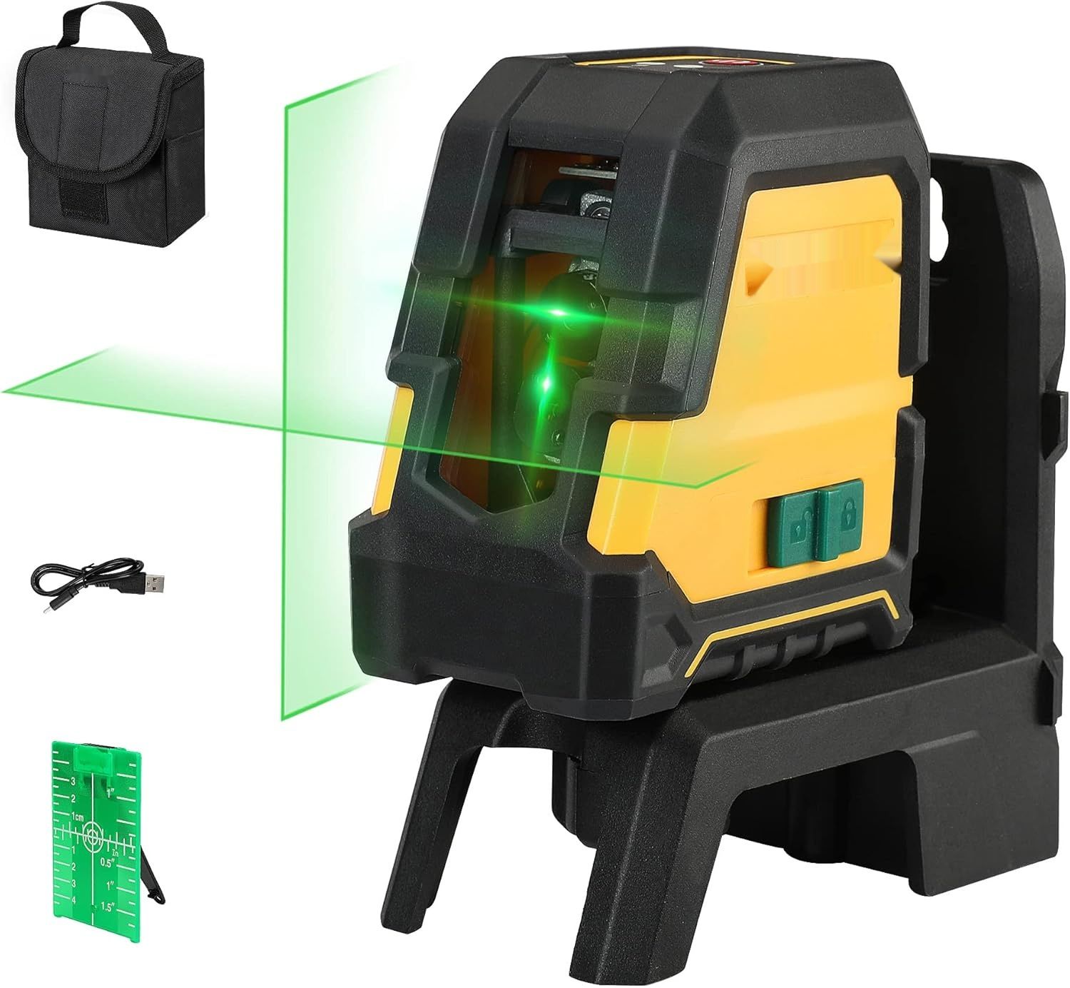 PREXISO Zielony Laser Krzyżowy 30m, Samopoziomujący Laser Liniowy