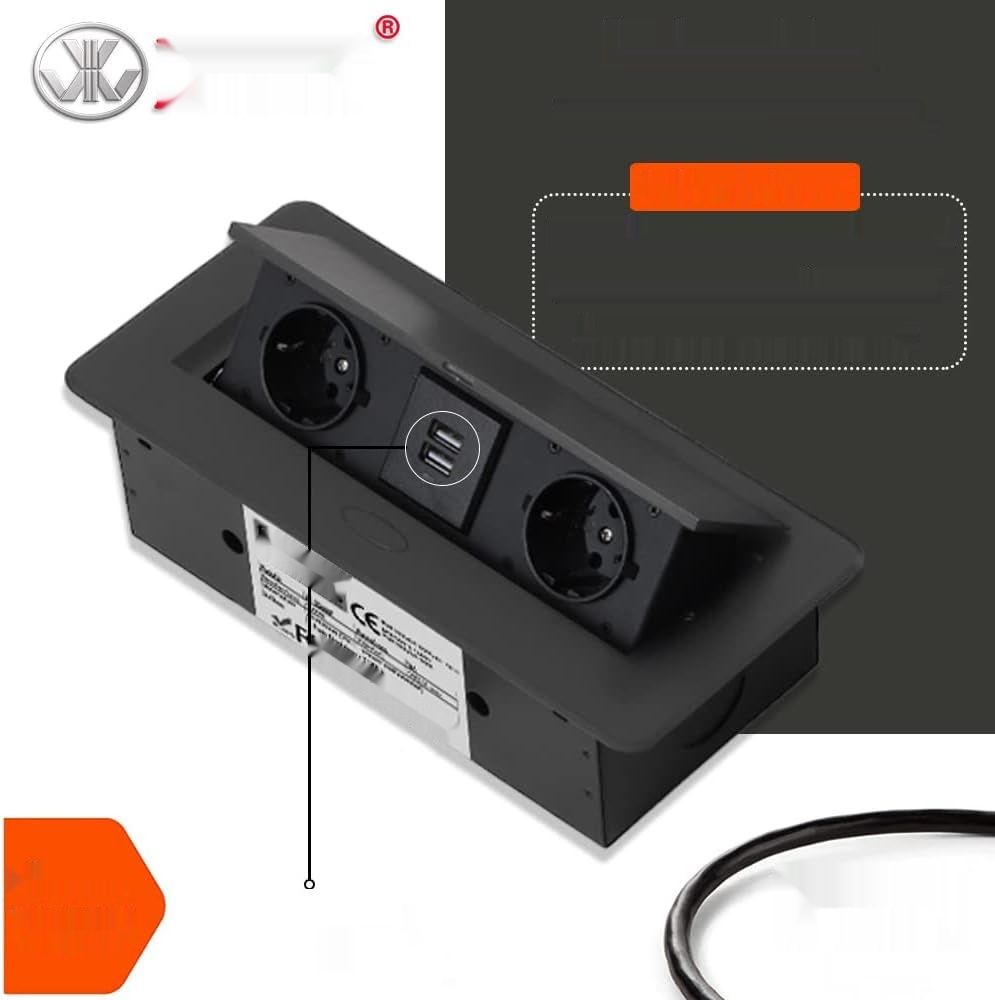 Chowany w gniazdo aluminiowe, 3500 W/16 A, 2-komorowe wpuszczane gniazdo.