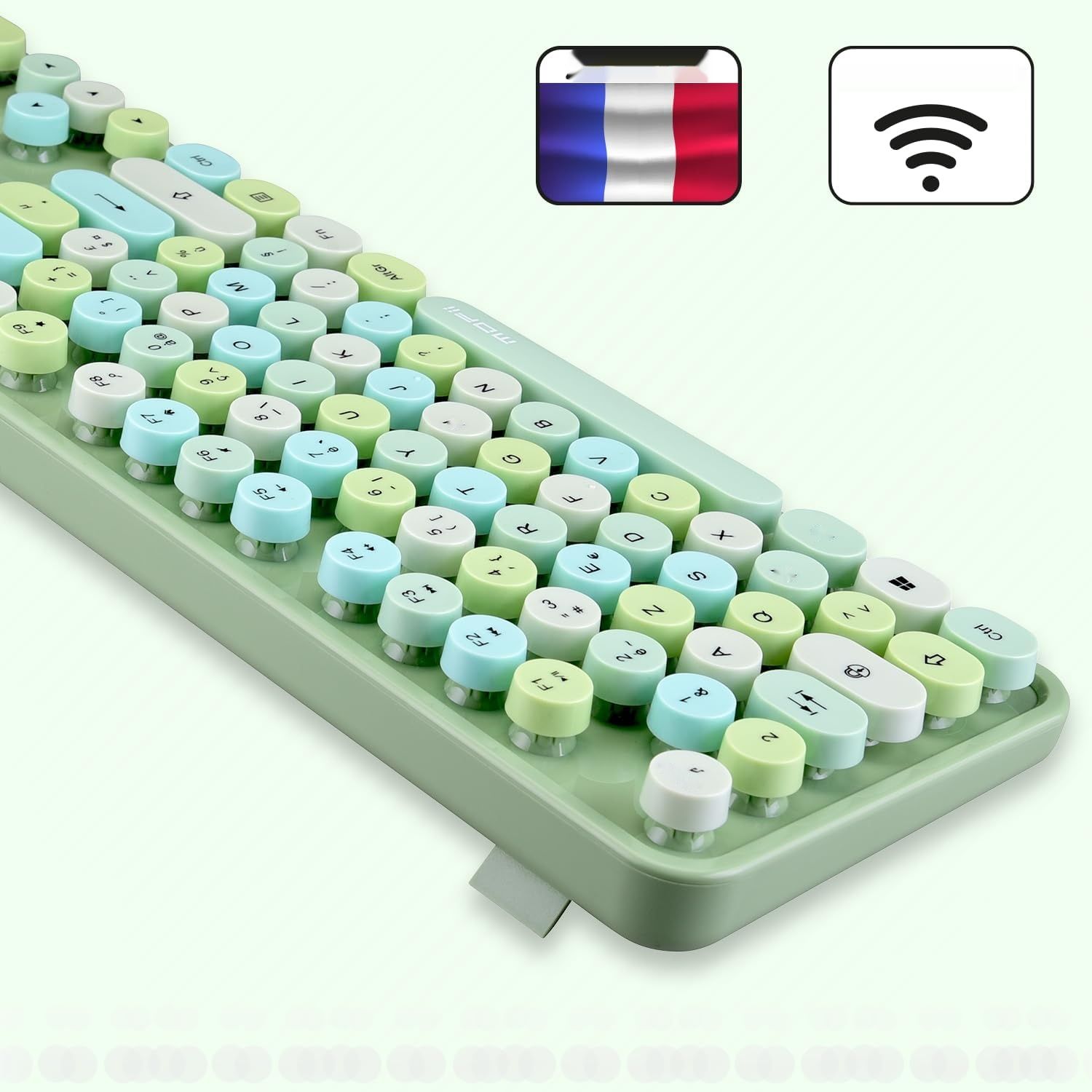 MOFII - Sweet Pack Gaming-Tastatura, bezprzewodowa AZERTY WiFi PC zielony