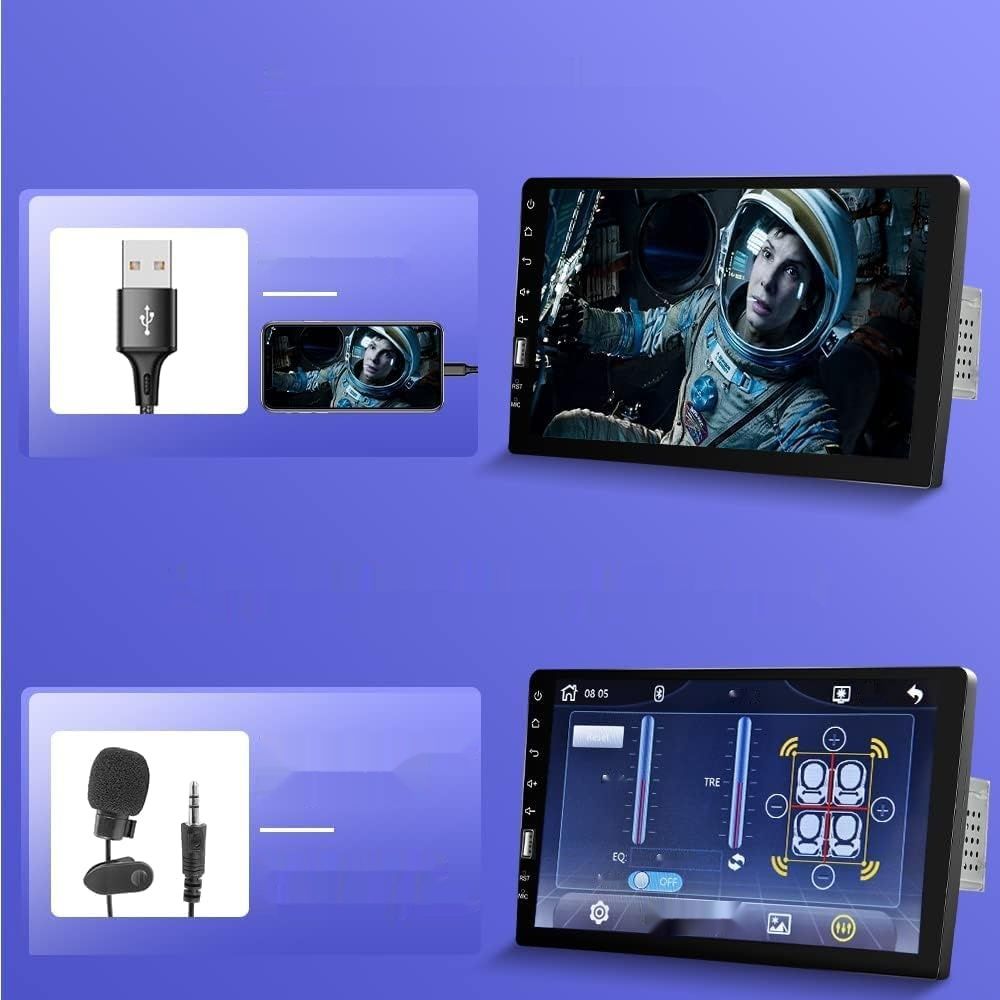 Hikity 1 DIN Radio z Carplay, 9&quot; ekran, Bluetooth, USB, FM, kamera cofania