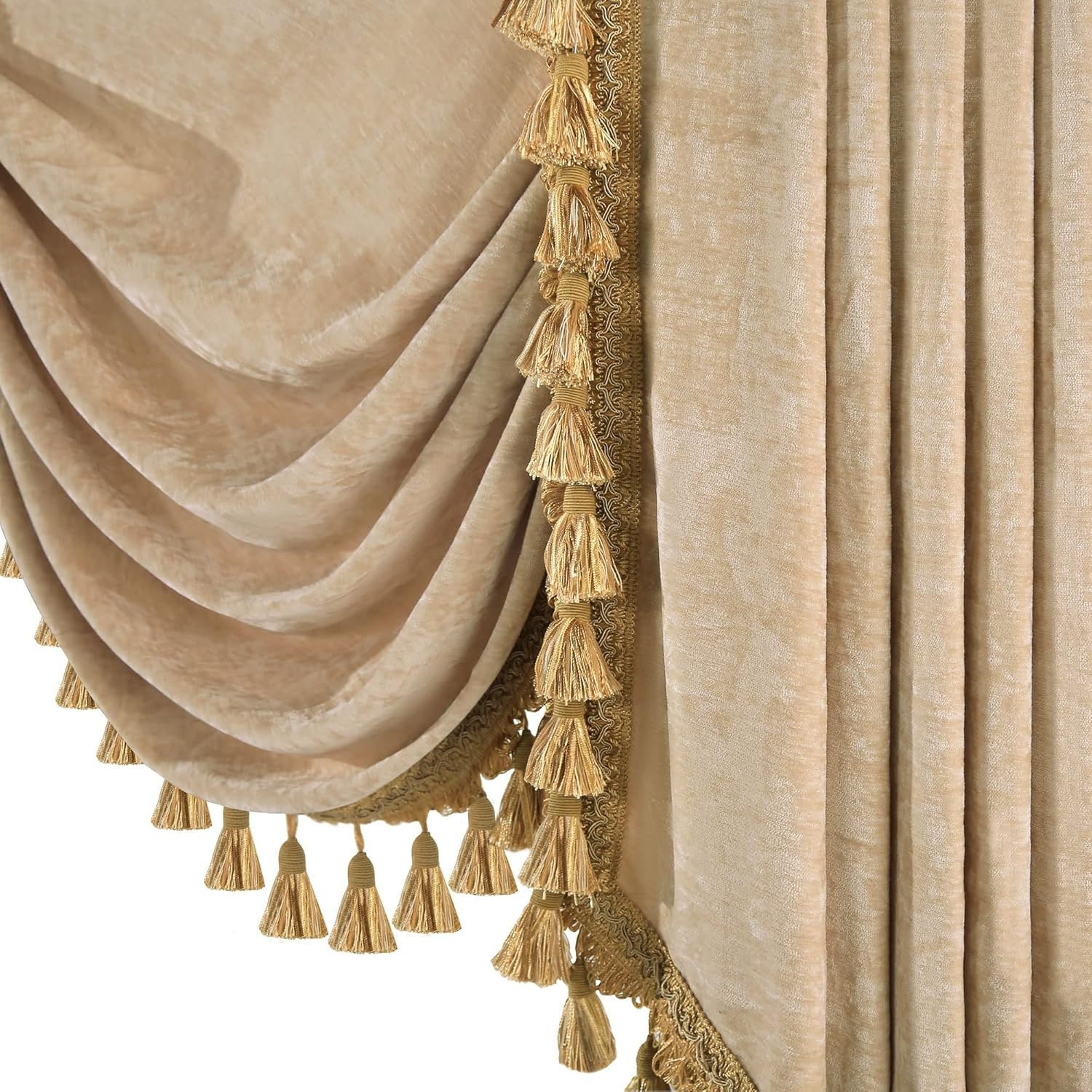TOPLUXE Falbana Zasłonowa Chenille, 100 cm, Beżowa, 1 Sztuka