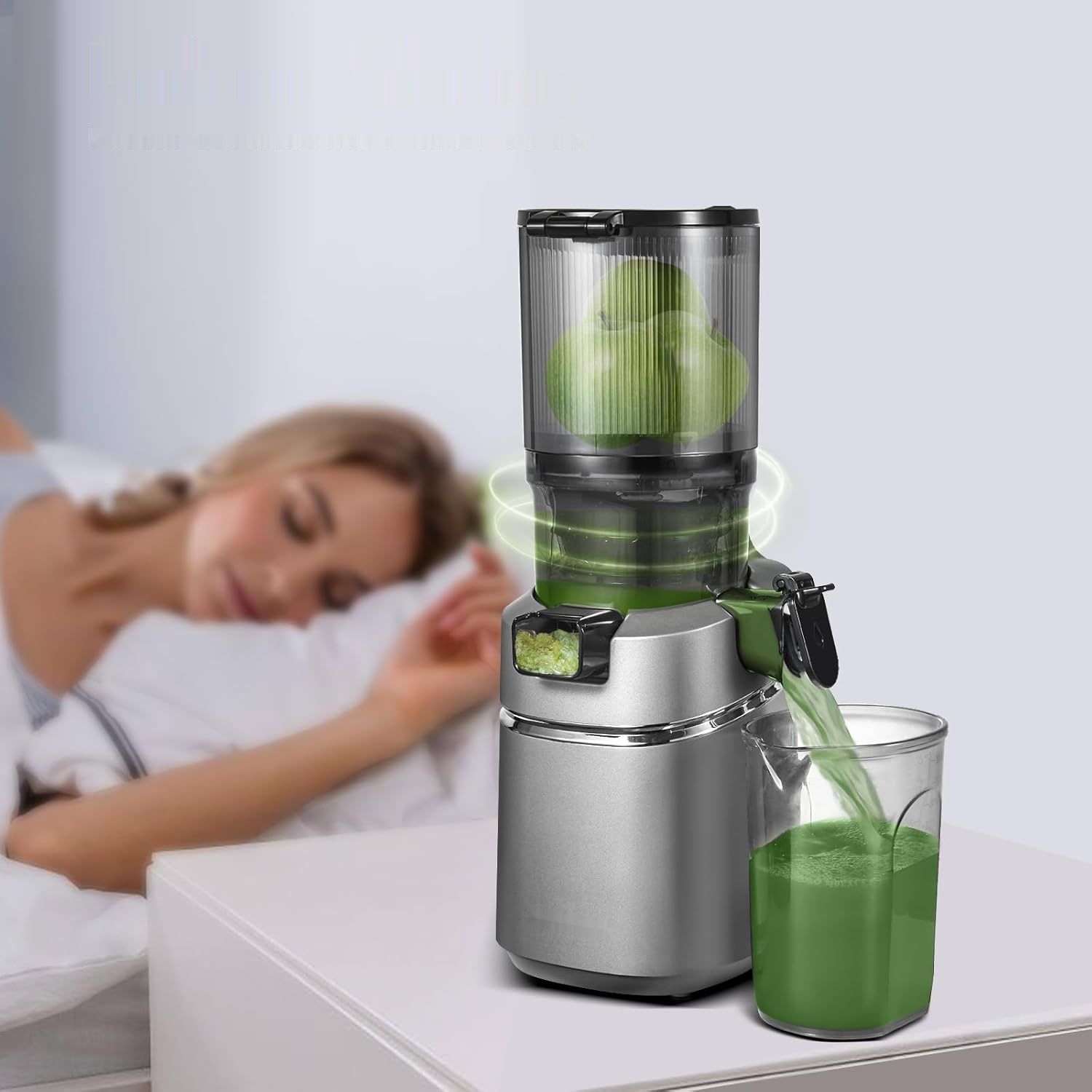 AMZCHEF 250W Automatyczna Sokowirówka, 135MM otwór, 1,8L - Szary