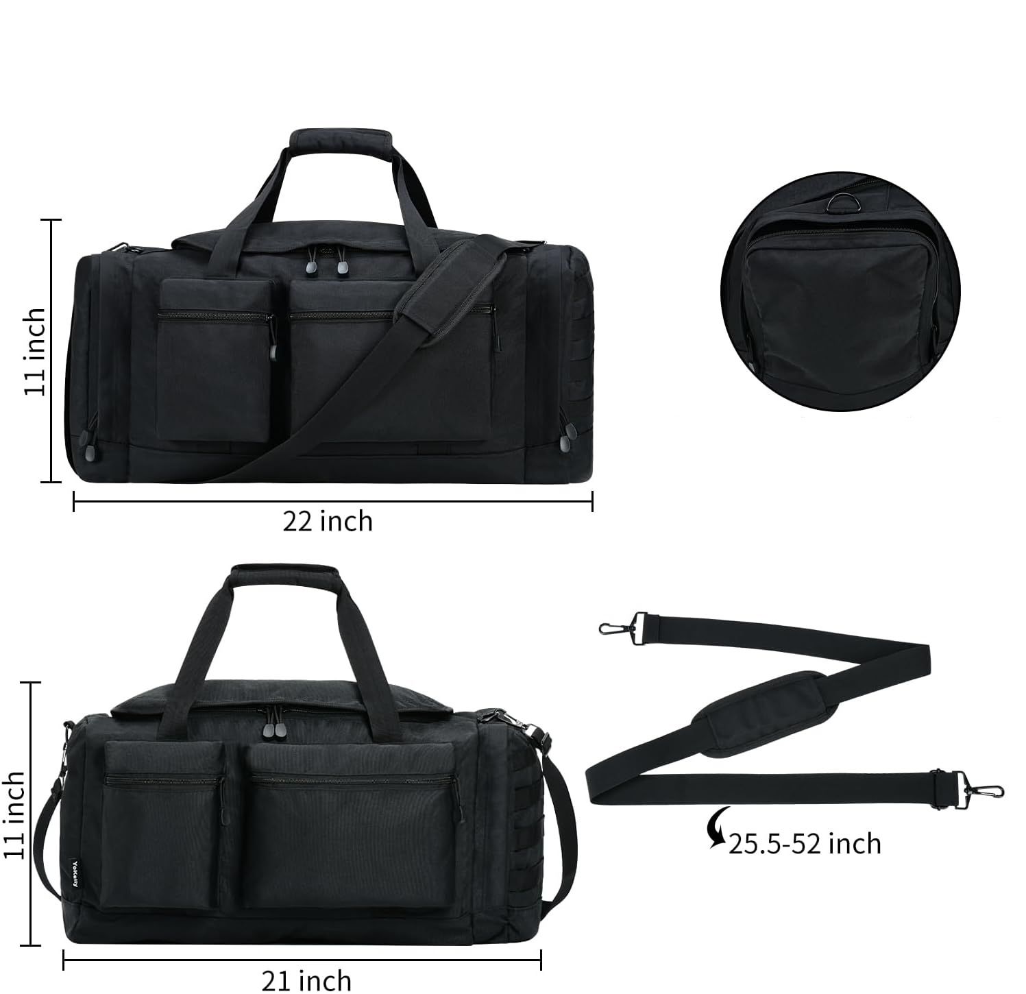Taktyczna torba Duffel 40L Molle czarna ulepszona