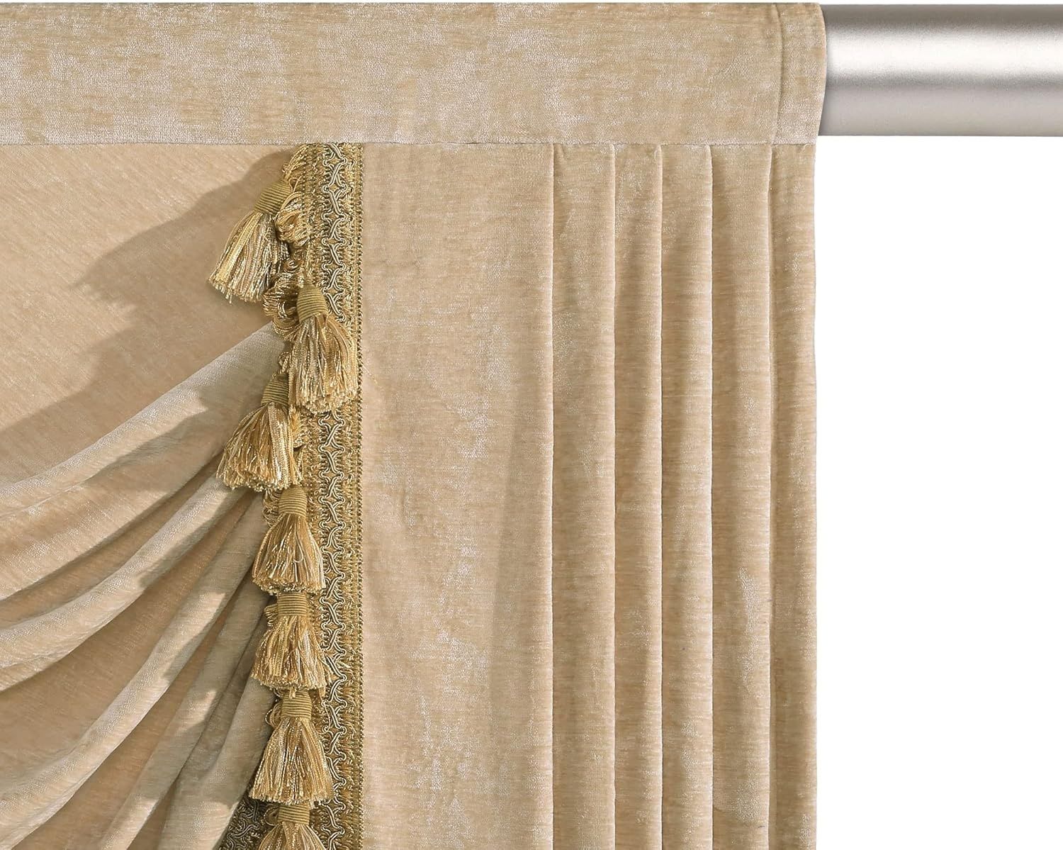 TOPLUXE Falbana Zasłonowa Chenille, 100 cm, Beżowa, 1 Sztuka