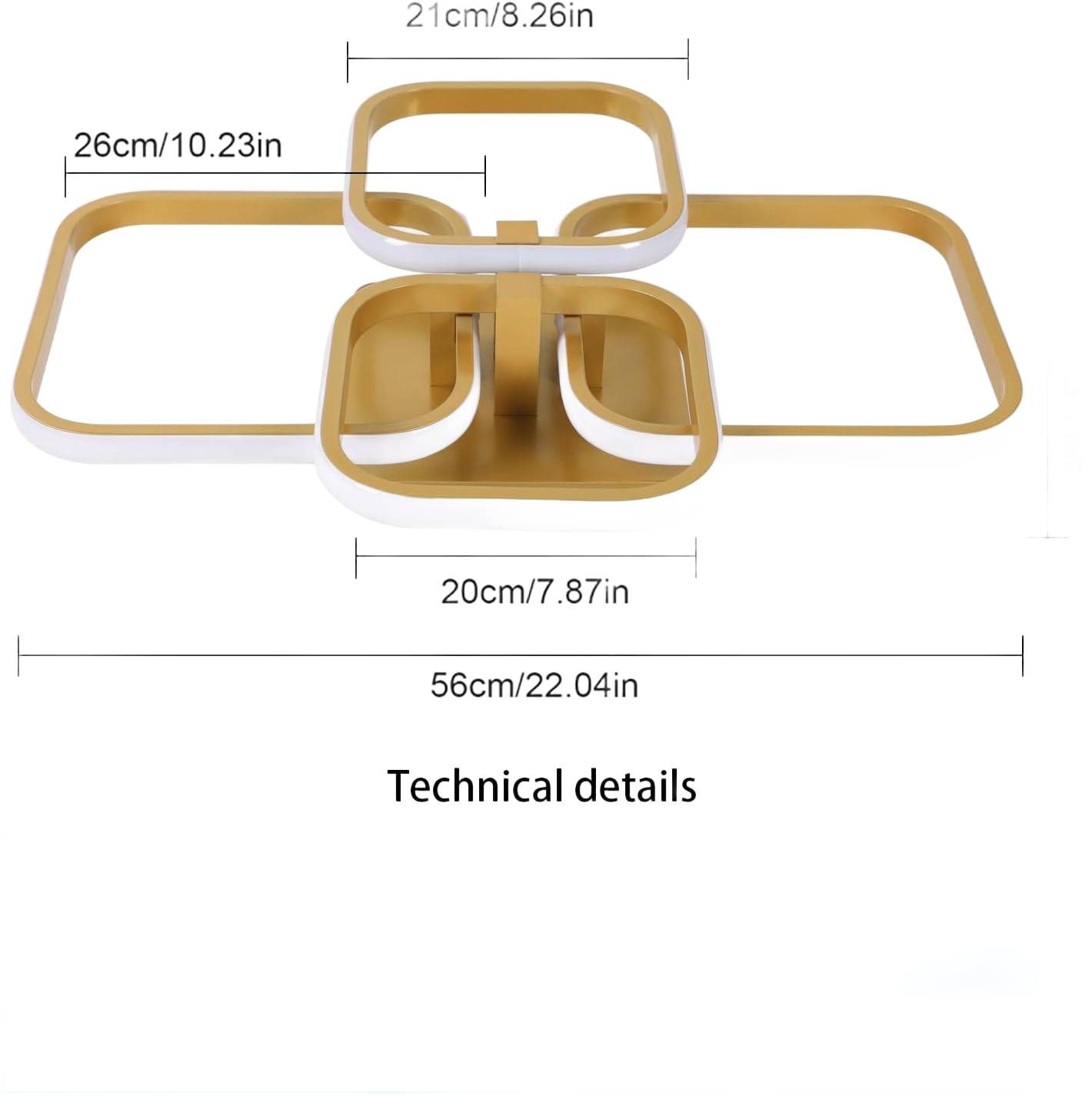 Comely LED lampa sufitowa, 4 żarówki, 48 W, 5400 LM, 3000 K ciepła biel