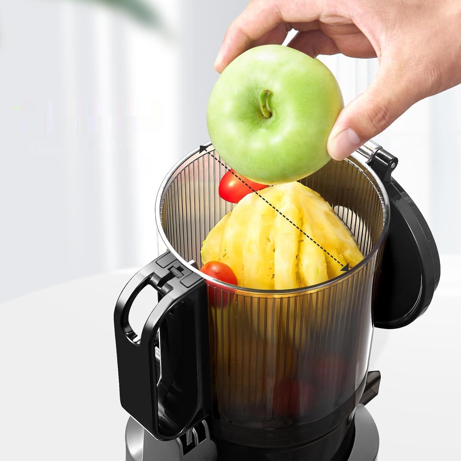 AMZCHEF 250W Automatyczna Sokowirówka, 135MM otwór, 1,8L - Szary