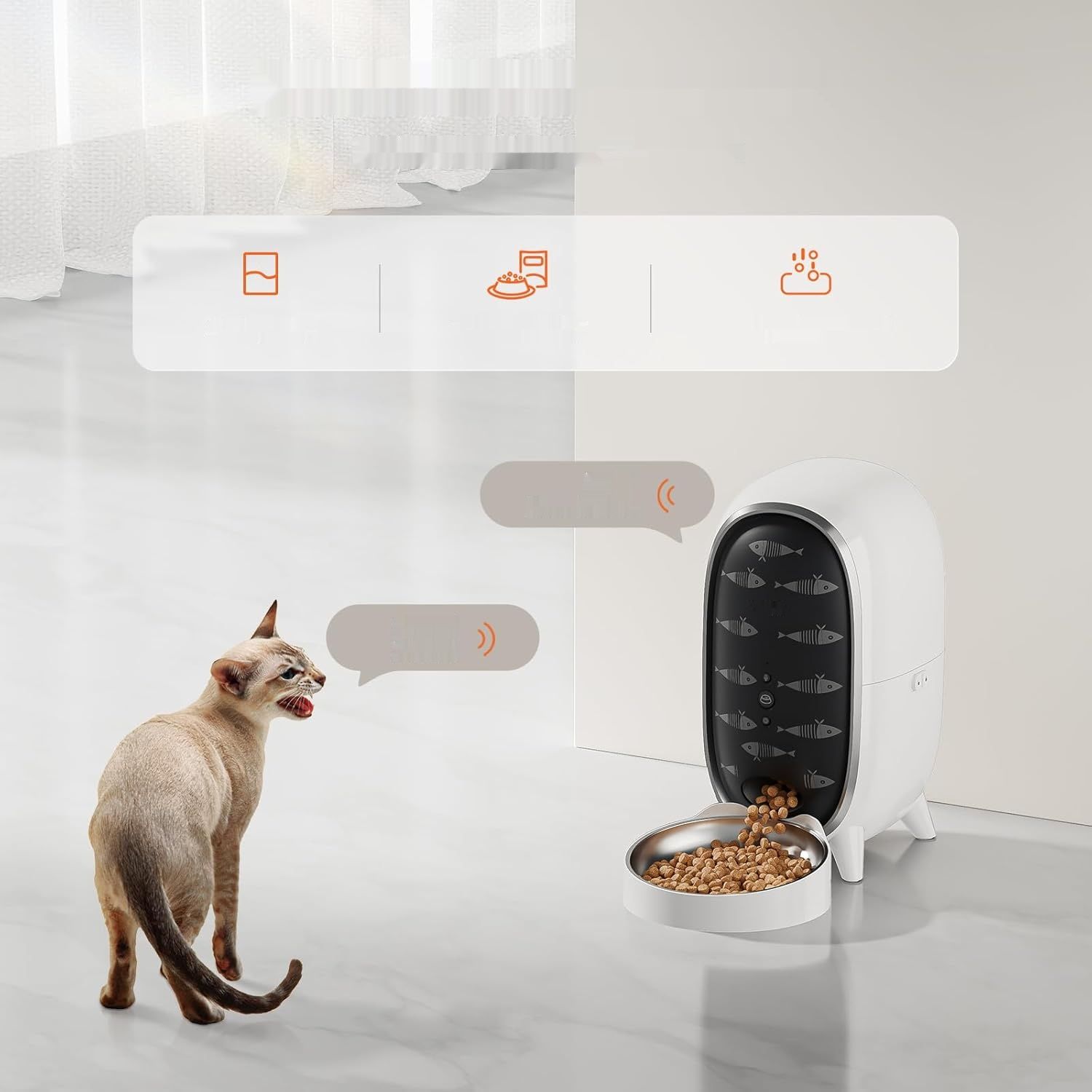 Podajnik DUDUPET 3L z WiFi, 15 porcji/dzień, design pingwina.