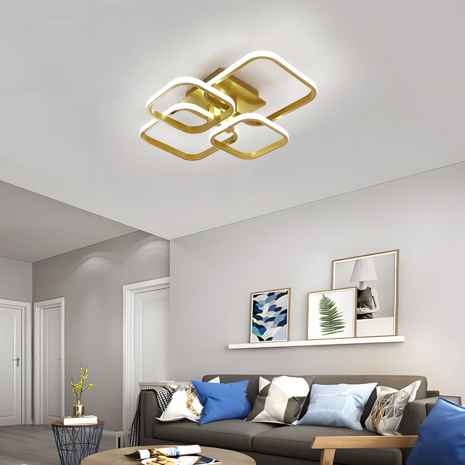 Comely LED lampa sufitowa, 4 żarówki, 48 W, 5400 LM, 3000 K ciepła biel
