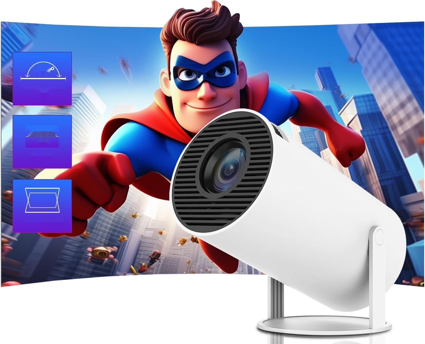 Projektor Valieno 4K 200 ANSI, WiFi 2.4G/5G, 180° design, bez Androida.