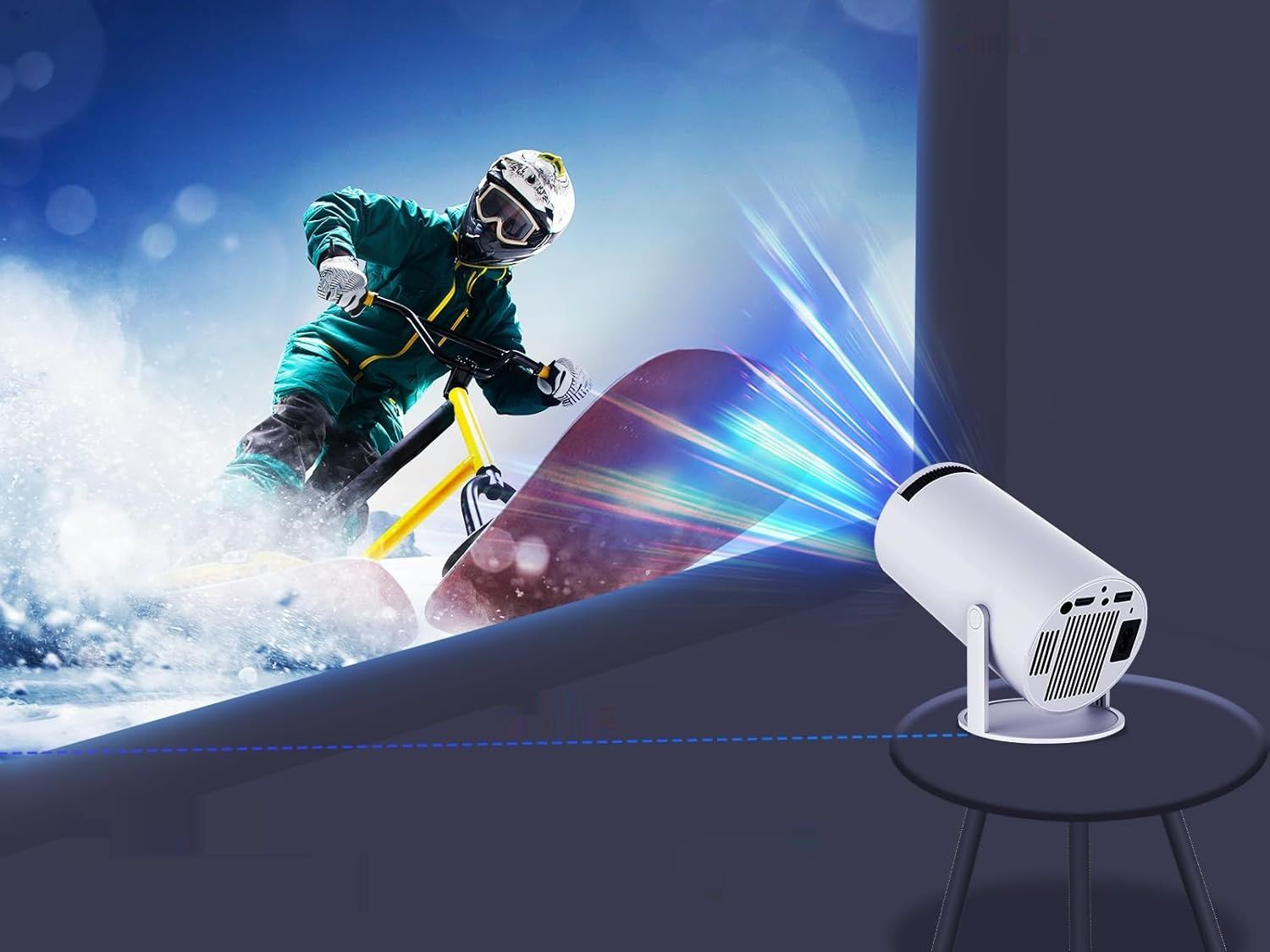 Projektor Valieno 4K 200 ANSI, WiFi 2.4G/5G, 180° design, bez Androida.