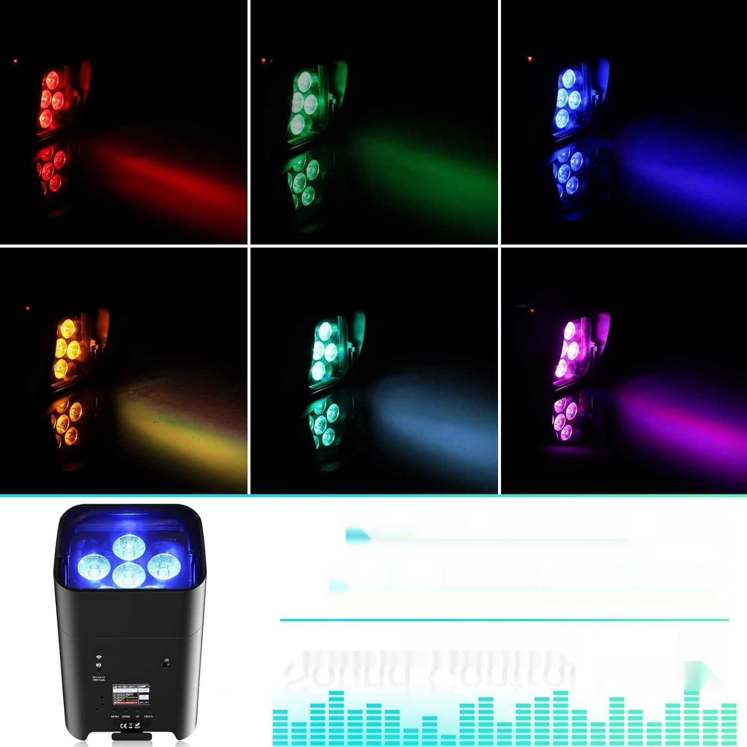 PUZILOZA Reflektor sceniczny 108 W Battery  z funkcjami RGBWA + UV.