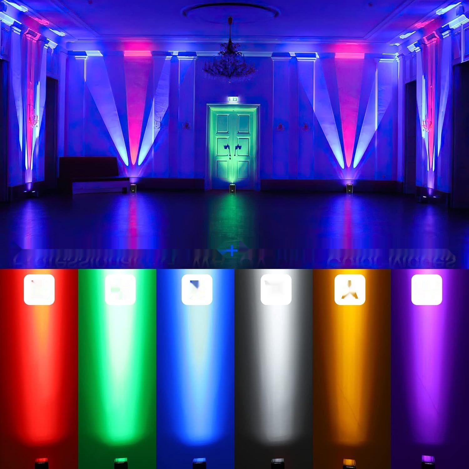 PUZILOZA Reflektor sceniczny 108 W Battery  z funkcjami RGBWA + UV.