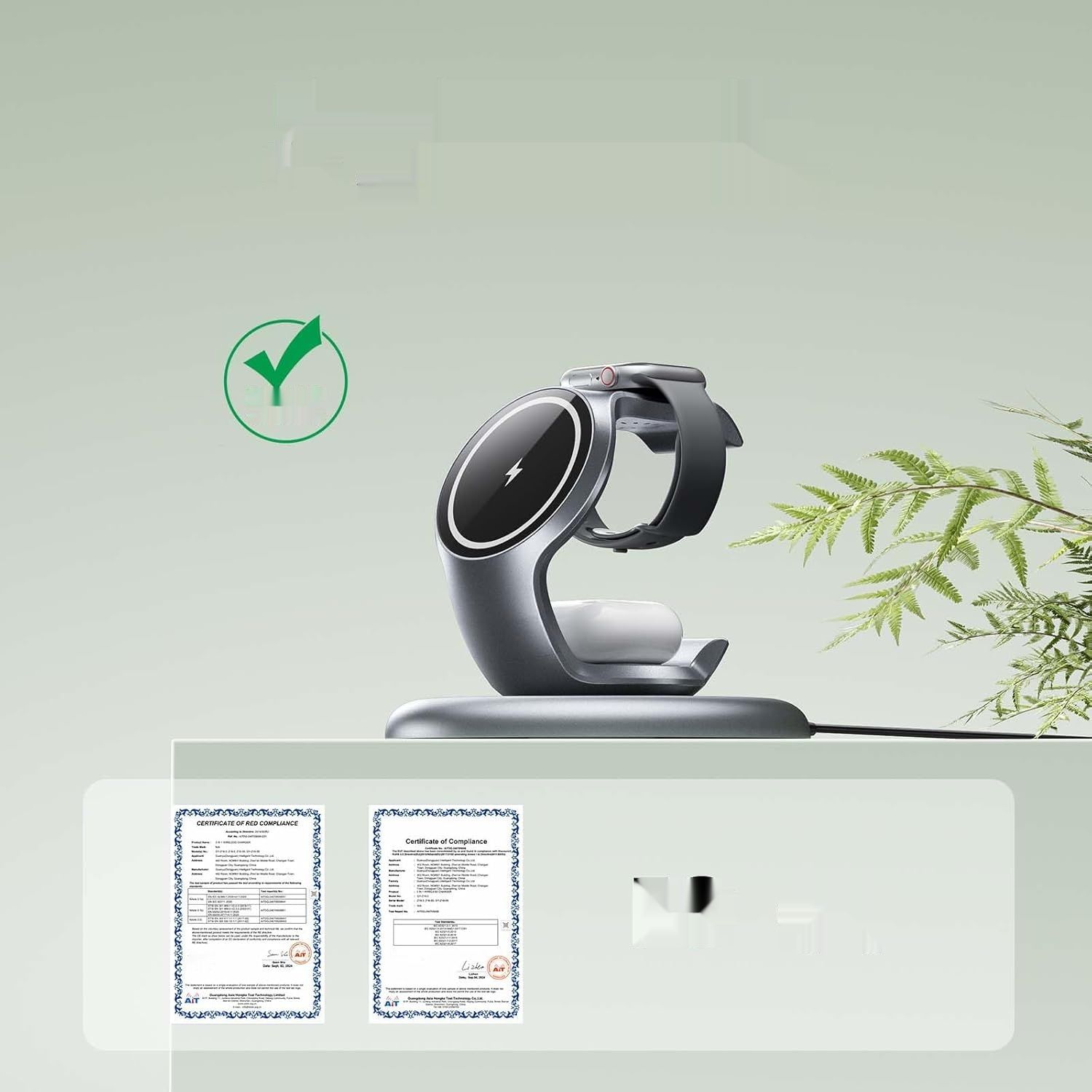 EXW 3 w 1 Stacja ładująca dla iPhone 12-16, Apple Watch 2-9/Ultra, AirPods
