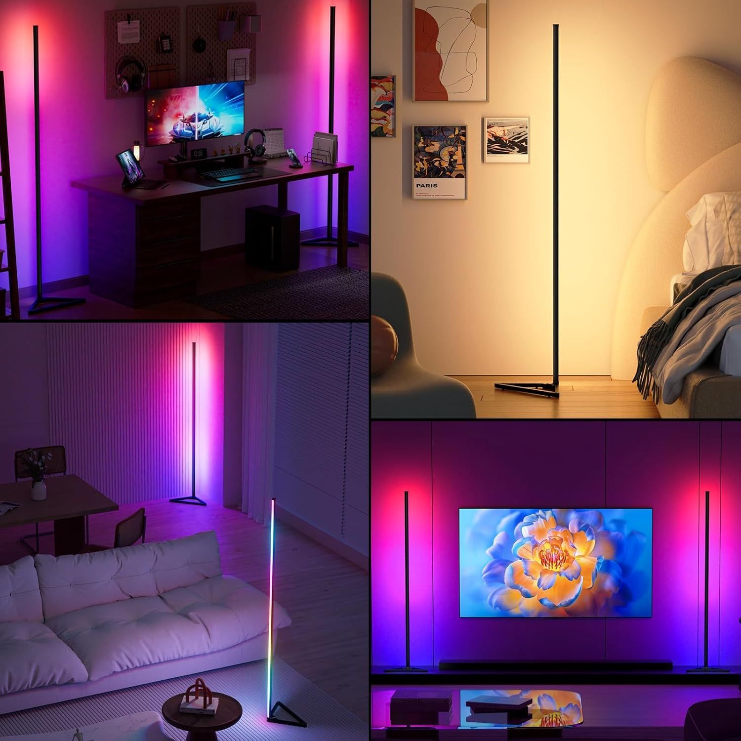 Lampa MIWATT LED 143 cm, RGB, z pilotem i aplikacją, ściemniana.
