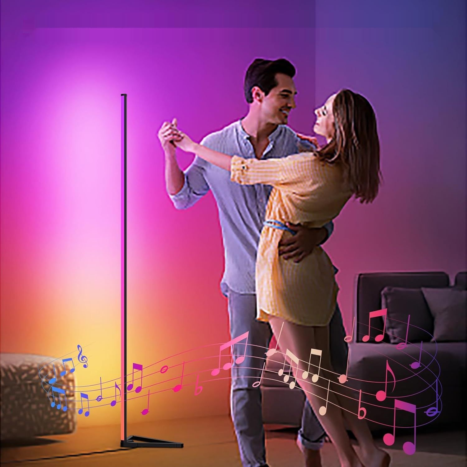 Lampa MIWATT LED 143 cm, RGB, z pilotem i aplikacją, ściemniana.