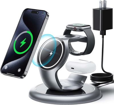 EXW 3 w 1 Stacja ładująca dla iPhone 12-16, Apple Watch 2-9/Ultra, AirPods