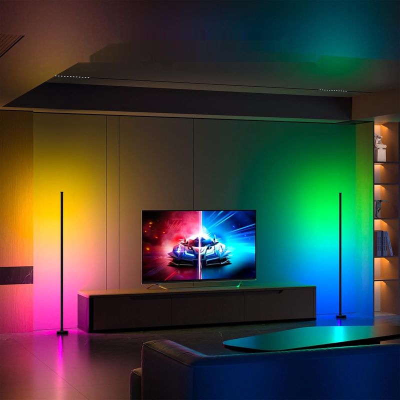 MIWATT LED Narożna Lampa Podłogowa RGBWW z kontrolerem aplikacji.