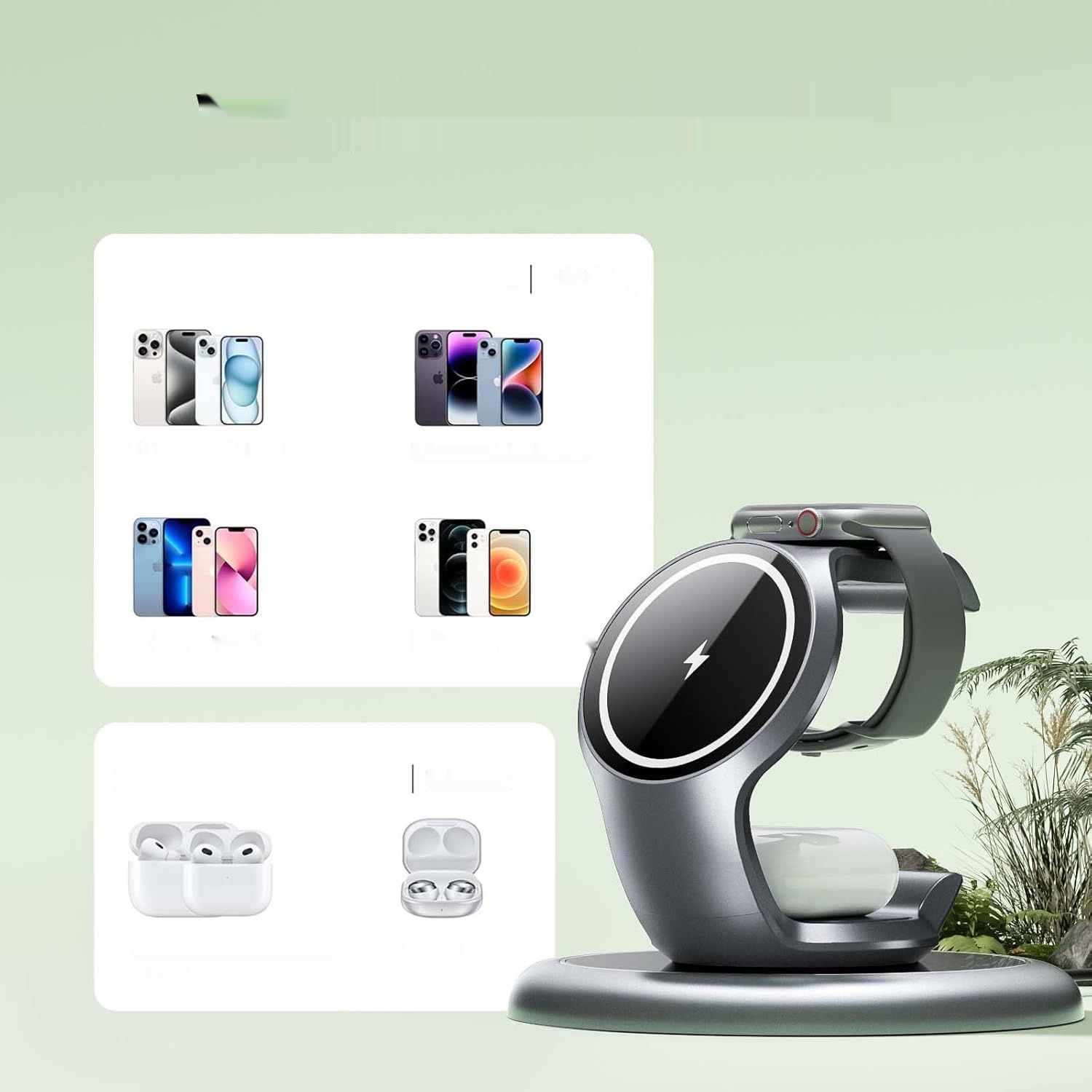 EXW 3 w 1 Stacja ładująca dla iPhone 12-16, Apple Watch 2-9/Ultra, AirPods