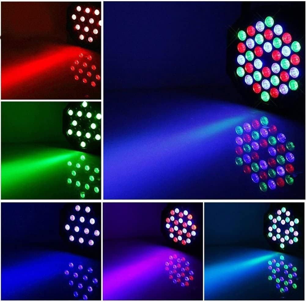 SEBRUANC 4 x LED reflektory Par, RGB, 36 diod, pilot, dźwięk, imprezy