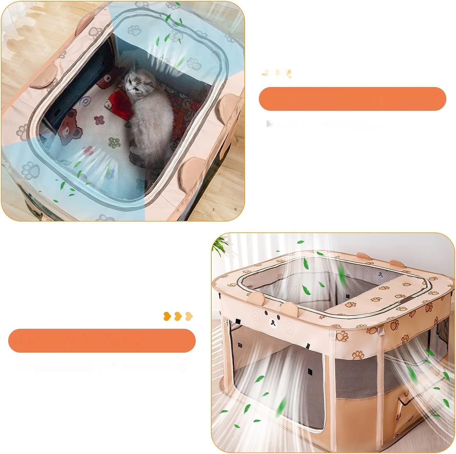 ALLSOPETS Składana Budka dla Zwierząt XL (Brązowy Niedźwiedź)
