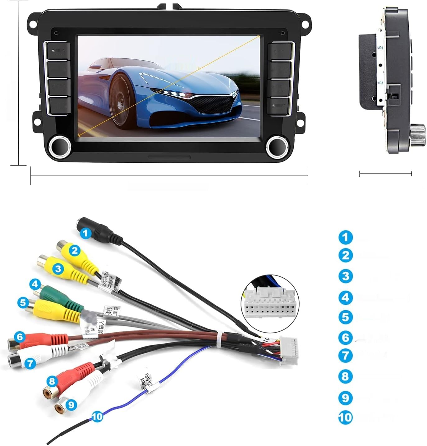 CAMECHO Radio Samochodowe VW Golf 5 6 Skoda Polo, 7&quot; Ekran, WiFi, USB