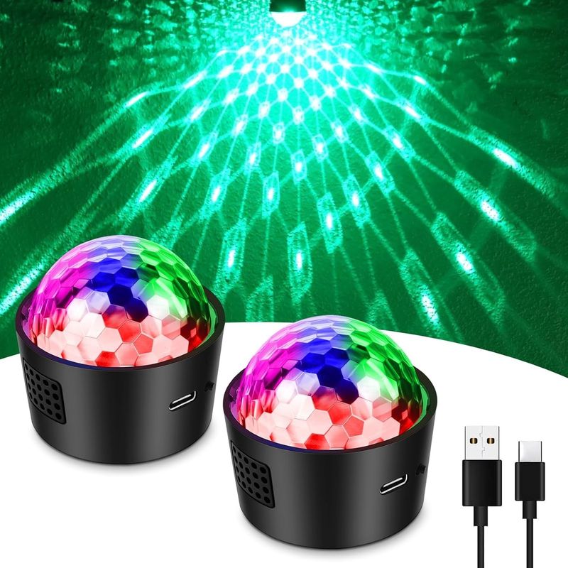SEBRUANC Disco Light LED Sterowane Muzyką, 380 mAh USB Typu C DJ Kula