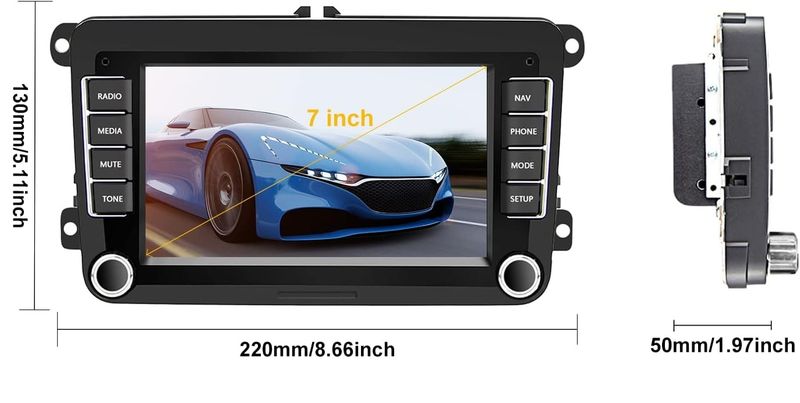 CAMECHO Radio Samochodowe VW Golf 5 6 Skoda Polo, 7" Ekran, WiFi, USB