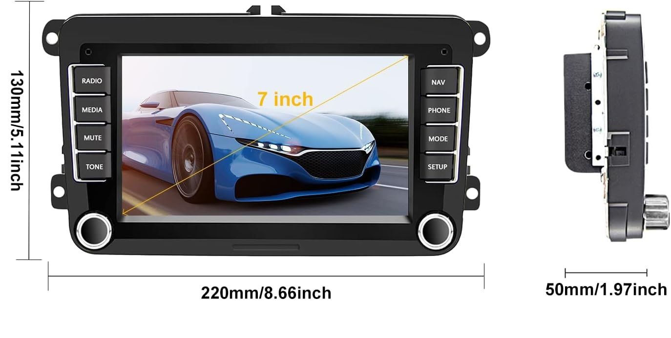 CAMECHO Radio Samochodowe VW Golf 5 6 Skoda Polo, 7&quot; Ekran, WiFi, USB