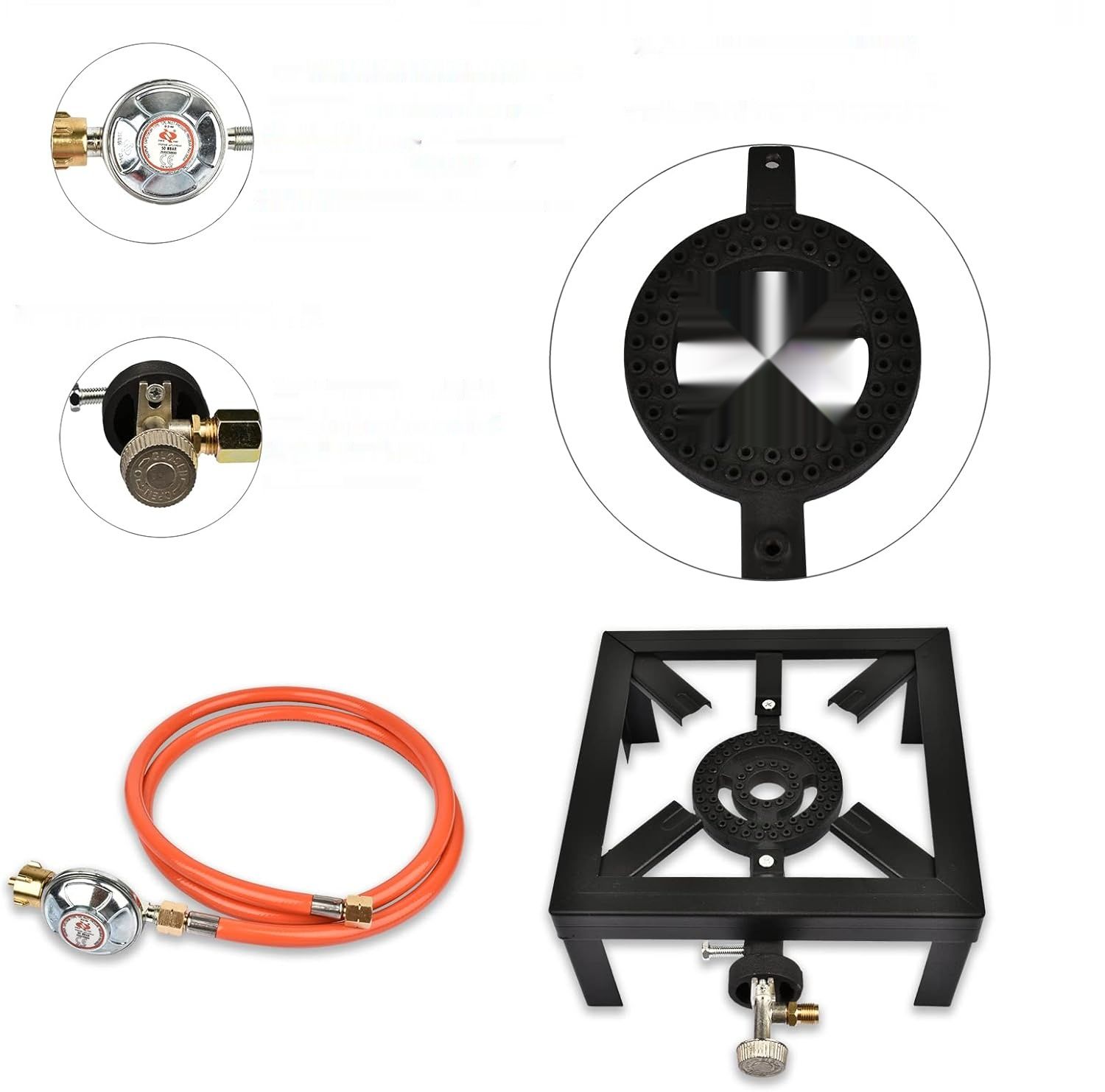 Holwim Kuchenka Gazowa Przenośna 4 Nogi 6 kW CAS Wąż 1,5m Regulator 50 Bar