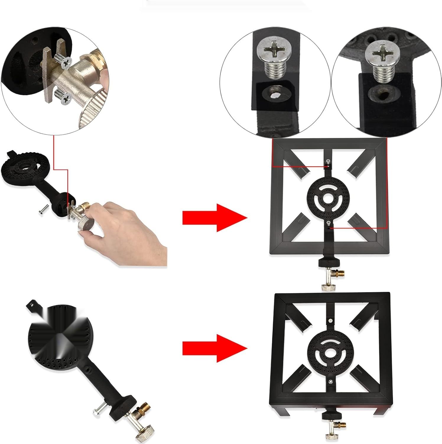 Holwim Kuchenka Gazowa Przenośna 4 Nogi 6 kW CAS Wąż 1,5m Regulator 50 Bar