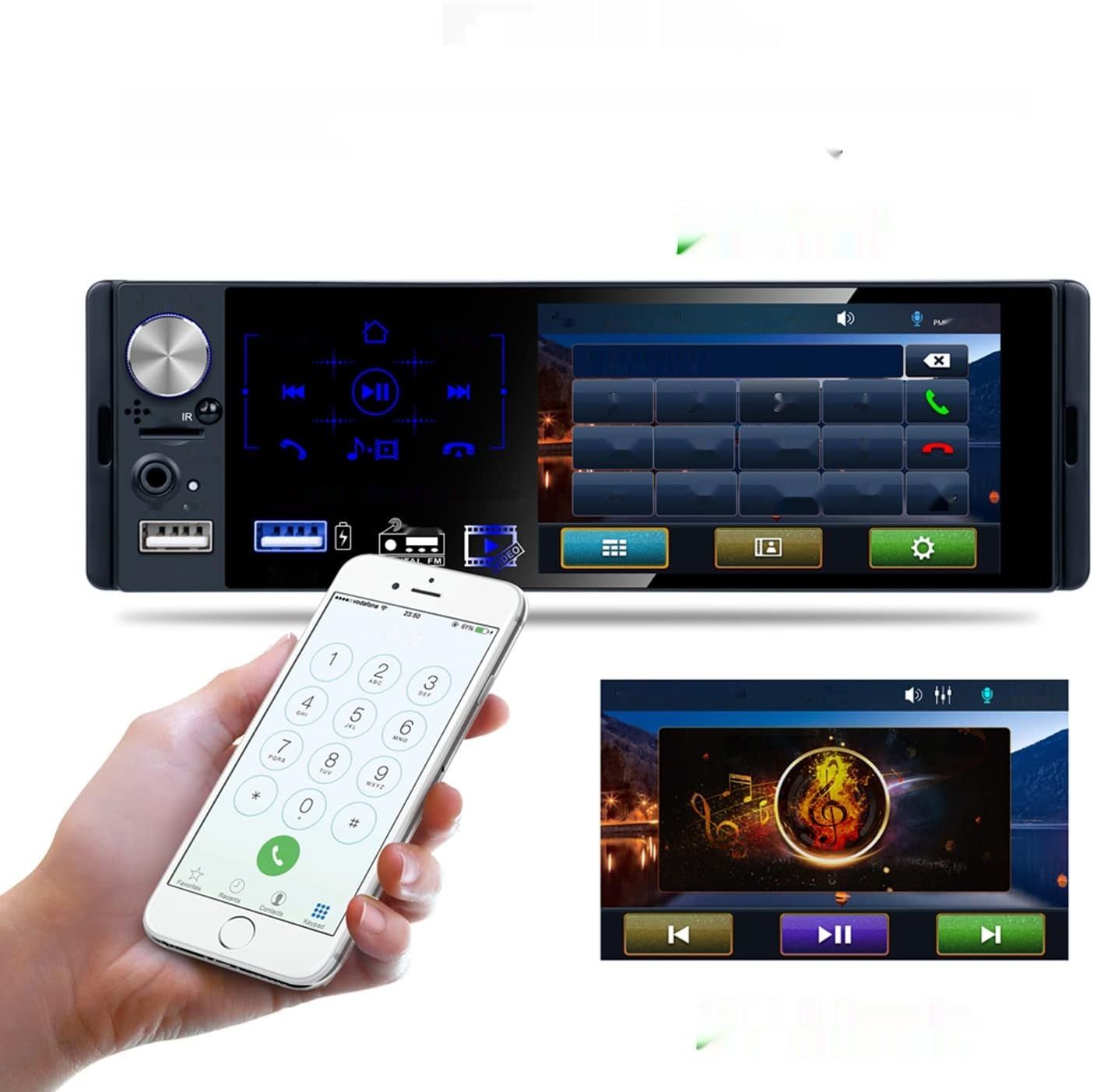 Radio Camecho Bluetooth z 4&quot; ekranem, RDS, FM/AM, 2xUSB, AUX, SD, kamera.
