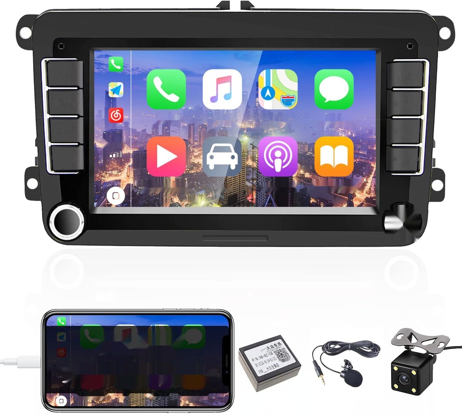 CAMECHO Radio Samochodowe VW Golf 5 6 Skoda Polo, 7&quot; Ekran, WiFi, USB