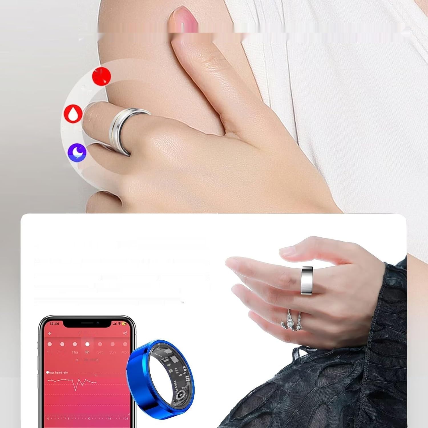 Smart Ring dla mężczyzn i kobiet, monitor aktywności, blue #9