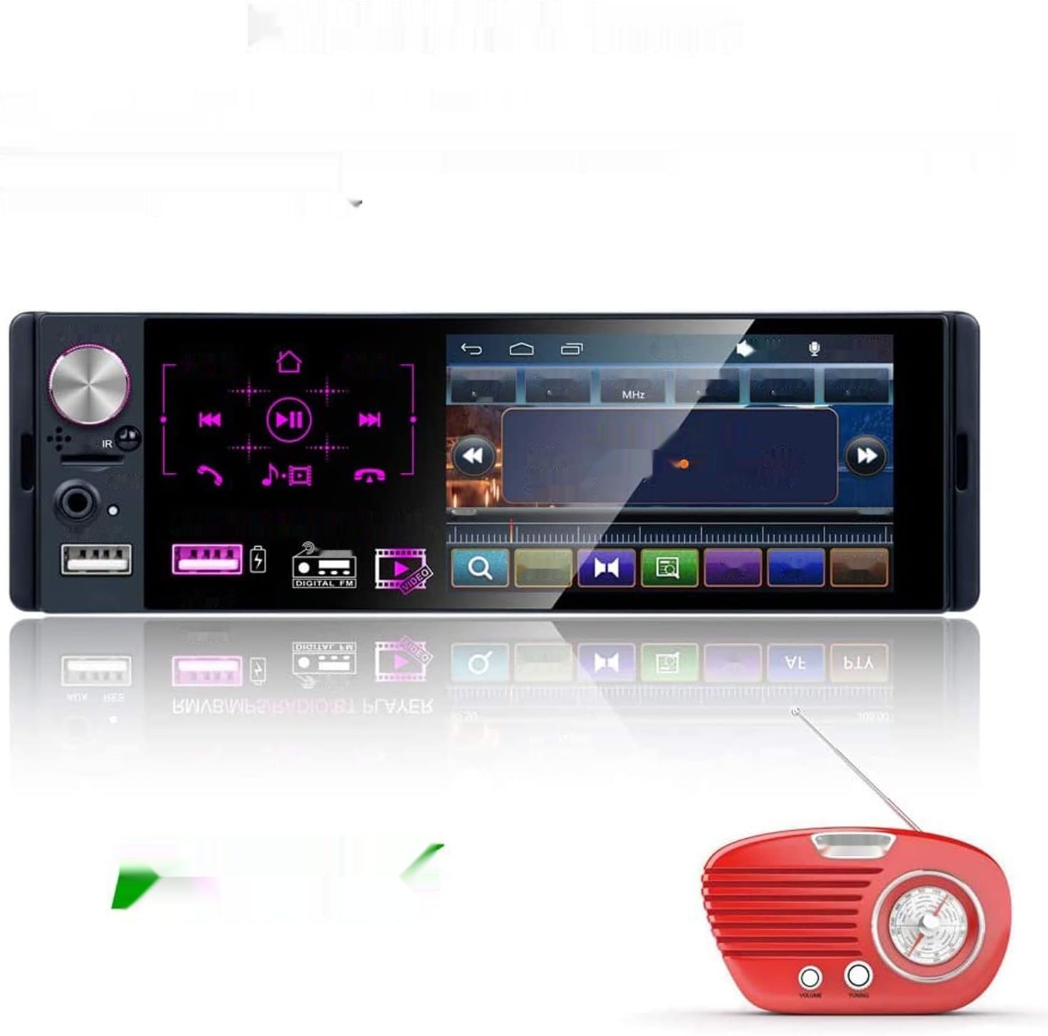 Radio Camecho Bluetooth z 4&quot; ekranem, RDS, FM/AM, 2xUSB, AUX, SD, kamera.