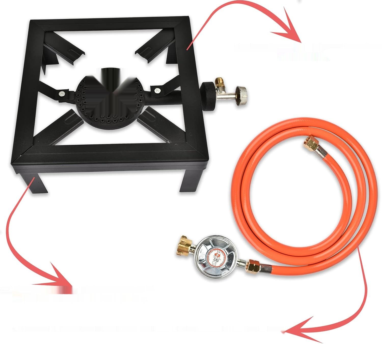 Holwim Kuchenka Gazowa Przenośna 4 Nogi 6 kW CAS Wąż 1,5m Regulator 50 Bar