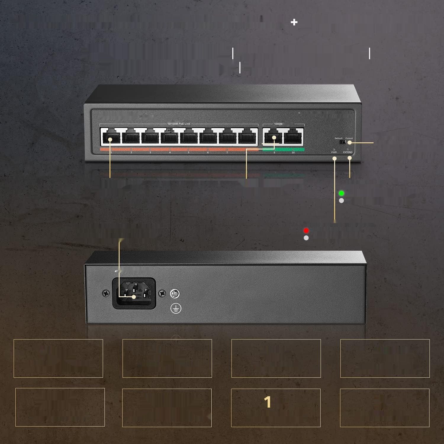 MokerLink 8-portowy przełącznik PoE, PoE Plus 802.3af/at, 120W, Plug &amp; Play