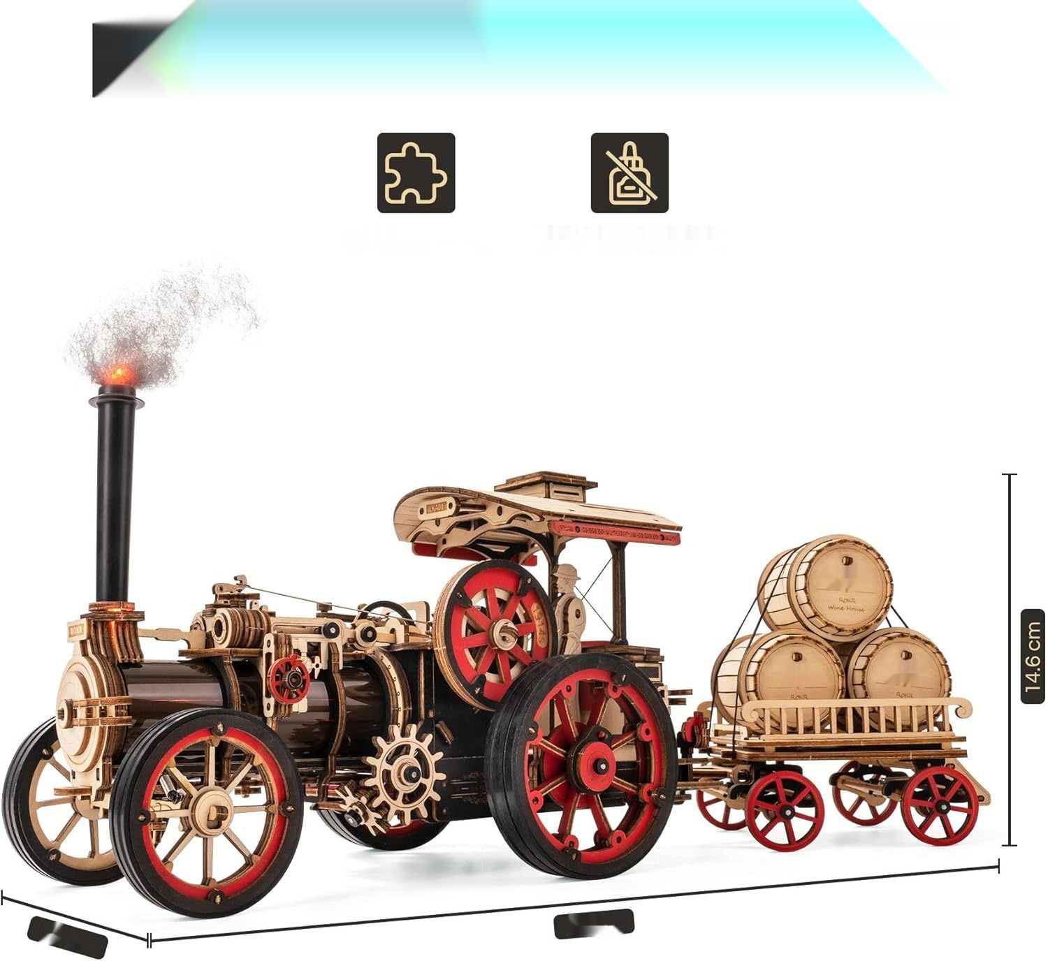 ROKR 3D Drewniana Układanka Model Klasyczny Samochód Traktor Lokomotywa