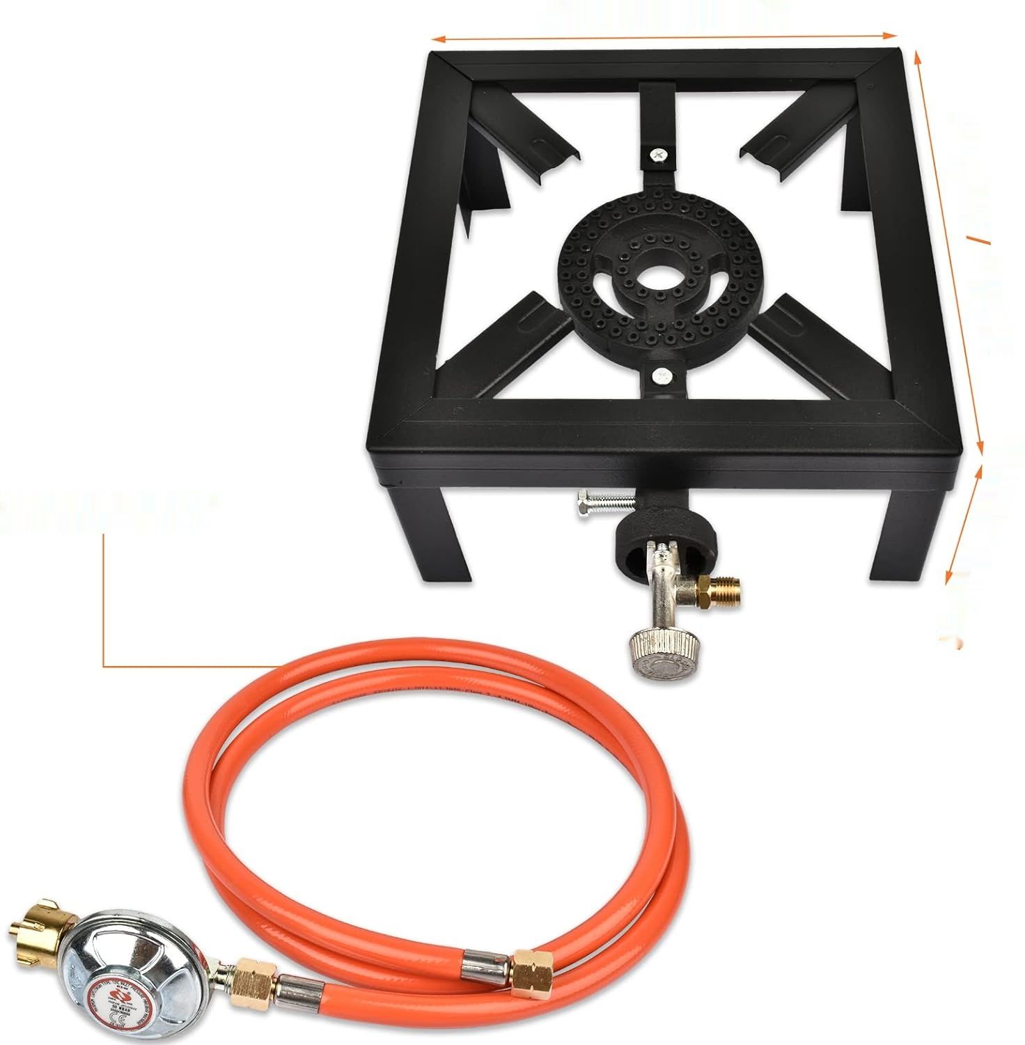 Holwim Kuchenka Gazowa Przenośna 4 Nogi 6 kW CAS Wąż 1,5m Regulator 50 Bar
