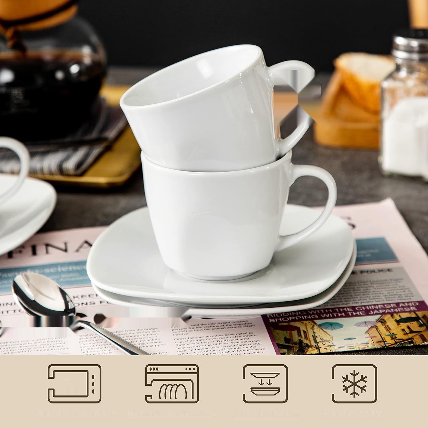 MALACASA, Seria Elisa Zestaw 12-częściowy Kremowo-biały Porcelana